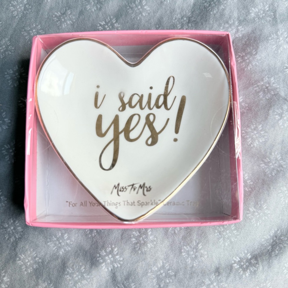 Heart-Shaped 'I Said Yes' Trinket Dish